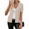 imageArachampCloz Womens Wool Blend Short Sleeve Lightweight Cardigan Business Casual Summer Sweaters TopsApricot