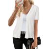imageArachampCloz Womens Wool Blend Short Sleeve Lightweight Cardigan Business Casual Summer Sweaters TopsOffwhite
