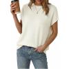 imageArachampCloz Womens Wool Blend Short Sleeve Oversized Sweater Business Casual Tops Summer 2026Offwhite