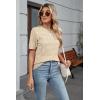 imageArachampCloz Womens Lightweight Blouse Short Sleeve Crew Neck Sweaters Business Casual Tops Spring Summer Outfits 2026Apricot and Dark Red