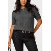 imageArachampCloz Womens Lightweight Blouse Short Sleeve Crew Neck Sweaters Business Casual Tops Spring Summer Outfits 2026Dark Grey