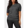 imageArachampCloz Womens Lightweight Blouse Short Sleeve Crew Neck Sweaters Business Casual Tops Spring Summer Outfits 2026Dark Grey