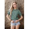 imageArachampCloz Womens Lightweight Blouse Short Sleeve Crew Neck Sweaters Business Casual Tops Spring Summer Outfits 2026Grey Green