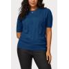 imageArachampCloz Womens Lightweight Blouse Short Sleeve Crew Neck Sweaters Business Casual Tops Spring Summer Outfits 2026Lake Blue