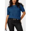 imageArachampCloz Womens Lightweight Blouse Short Sleeve Crew Neck Sweaters Business Casual Tops Spring Summer Outfits 2026Lake Blue
