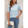 imageArachampCloz Womens Lightweight Blouse Short Sleeve Crew Neck Sweaters Business Casual Tops Spring Summer Outfits 2026Light Blue