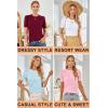 imageArachampCloz Womens Lightweight Blouse Short Sleeve Crew Neck Sweaters Business Casual Tops Spring Summer Outfits 2026Pink