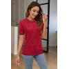 imageArachampCloz Womens Lightweight Blouse Short Sleeve Crew Neck Sweaters Business Casual Tops Spring Summer Outfits 2026Red