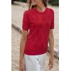 imageArachampCloz Womens Lightweight Blouse Short Sleeve Crew Neck Sweaters Business Casual Tops Spring Summer Outfits 2026Red
