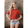 imageArachampCloz Womens Lightweight Blouse Short Sleeve Crew Neck Sweaters Business Casual Tops Spring Summer Outfits 2026Rust