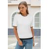 imageArachampCloz Womens Lightweight Blouse Short Sleeve Crew Neck Sweaters Business Casual Tops Spring Summer Outfits 2026Whiteblack
