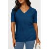 imageArachampCloz Womens Lightweight Spring Summer Sweater Tops Casual Short Sleeve Blouses ShirtsAzdark Blue