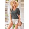 imageArachampCloz Womens Lightweight Spring Summer Sweater Tops Casual Short Sleeve Blouses ShirtsAzdark Grey