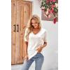 imageArachampCloz Womens Lightweight Spring Summer Sweater Tops Casual Short Sleeve Blouses ShirtsAzoff White