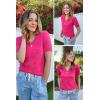 imageArachampCloz Womens Lightweight Spring Summer Sweater Tops Casual Short Sleeve Blouses ShirtsHot Pink