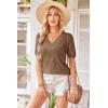 imageArachampCloz Womens Lightweight Spring Summer Sweater Tops Casual Short Sleeve Blouses ShirtsKhaki