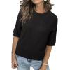 imageArachampCloz Womens Lightweight Blouse Short Sleeve Crew Neck Sweaters Business Casual Tops Spring Summer Outfits 2026Zblack