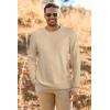 imageArachampCloz Mens Wool Blend Loose Fit Sweater Ultra Soft 2025 Spring Bottoming Crewneck Fashion PulloverApricot