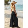 imageArachampCloz Summer Womens Linen Blend High Waisted Flowy Wide Leg Palazzo Casual PantsBlack