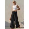 imageArachampCloz Summer Womens Linen Blend High Waisted Flowy Wide Leg Palazzo Casual PantsBlack