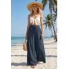 imageArachampCloz Summer Womens Linen Blend High Waisted Flowy Wide Leg Palazzo Casual PantsDark Blue