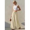 imageArachampCloz Summer Womens Linen Blend High Waisted Flowy Wide Leg Palazzo Casual PantsKhaki