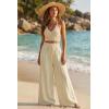 imageArachampCloz Summer Womens Linen Blend High Waisted Flowy Wide Leg Palazzo Casual PantsKhaki