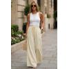 imageArachampCloz Summer Womens Linen Blend High Waisted Flowy Wide Leg Palazzo Casual PantsKhaki
