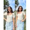imageArachampCloz Women 2025 Spring Short Sleeve Square Neck T Shirts Knit Pullover Sweater Business Casual Dressy TopsBeige