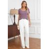 imageArachampCloz Women 2025 Spring Short Sleeve Square Neck T Shirts Knit Pullover Sweater Business Casual Dressy TopsGray Purple
