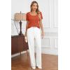 imageArachampCloz Women 2025 Spring Short Sleeve Square Neck T Shirts Knit Pullover Sweater Business Casual Dressy TopsOrange Red