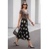 imageArachampCloz Womens Chiffon Wide Elastic Band ALine Pleated Floral Pleated SkirtsApricot Floral