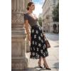 imageArachampCloz Womens Chiffon Wide Elastic Band ALine Pleated Floral Pleated SkirtsApricot Floral
