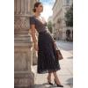 imageArachampCloz Womens Chiffon Wide Elastic Band ALine Pleated Floral Pleated SkirtsBlue Polka Dot