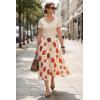 imageArachampCloz Womens Chiffon Wide Elastic Band ALine Pleated Floral Pleated SkirtsOrange Floral