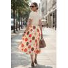 imageArachampCloz Womens Chiffon Wide Elastic Band ALine Pleated Floral Pleated SkirtsOrange Floral
