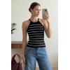 imageArachampCloz Womens Lyocell Blend Slim Fit Striped Casual Halter Tank Tops Summer 2026Striped Black White