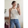 imageArachampCloz Womens Lyocell Blend Slim Fit Striped Casual Halter Tank Tops Summer 2026Striped White Black