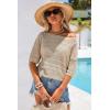 imageArachampCloz Womens Summer Linen Blend Crochet Tops Relaxed Fit Short Sleeve Sweater Boho Shirts Vacation Casual Trendy 2026Khaki