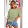imageArachampCloz Womens Summer Linen Blend Crochet Tops Relaxed Fit Short Sleeve Sweater Boho Shirts Vacation Casual Trendy 2026Light Green