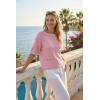 imageArachampCloz Womens Summer Linen Blend Crochet Tops Relaxed Fit Short Sleeve Sweater Boho Shirts Vacation Casual Trendy 2026Pink