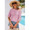 imageArachampCloz Womens Summer Linen Blend Crochet Tops Relaxed Fit Short Sleeve Sweater Boho Shirts Vacation Casual Trendy 2026Pink