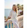 imageArachampCloz Womens Summer Linen Blend Crochet Tops Relaxed Fit Short Sleeve Sweater Boho Shirts Vacation Casual Trendy 2026White