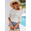 imageArachampCloz Womens Summer Linen Blend Crochet Tops Relaxed Fit Short Sleeve Sweater Boho Shirts Vacation Casual Trendy 2026White