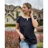 imageArachampCloz Womens Summer Tops Fashion 2023 Ruffle Short Sleeve V Neck Floral Dressy Casual Blouse ShirtsBlack