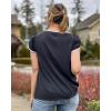 imageArachampCloz Womens Summer Tops Fashion 2023 Ruffle Short Sleeve V Neck Floral Dressy Casual Blouse ShirtsBlack