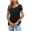imageArachampCloz Womens Summer Tops Fashion 2023 Ruffle Short Sleeve V Neck Floral Dressy Casual Blouse ShirtsBlack