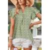 imageArachampCloz Womens Summer Tops Fashion 2023 Ruffle Short Sleeve V Neck Floral Dressy Casual Blouse ShirtsGreen Floral