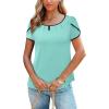 imageArachampCloz Womens Summer Tops Fashion 2023 Ruffle Short Sleeve V Neck Floral Dressy Casual Blouse ShirtsLight Blue