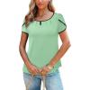 imageArachampCloz Womens Summer Tops Fashion 2023 Ruffle Short Sleeve V Neck Floral Dressy Casual Blouse ShirtsLight Green